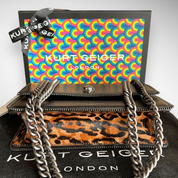 NWT Kurt Geiger London Shoreditch Small Leather & Genuine Calf Hair Shoulder Bag - Picture 10 of 17